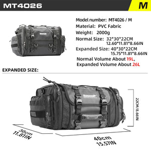 Sac de bagagerie moto Rhinowalk noir extensible, monté sur porte-bagages - vue 9