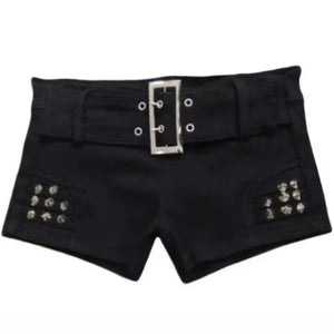 Short simili cuir noir taille basse style rétro Y2K - vue 14