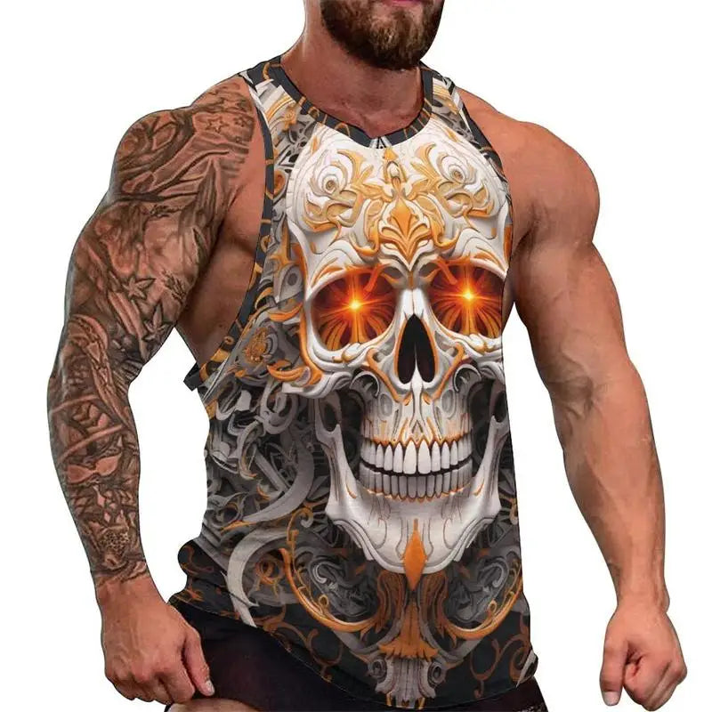 Débardeur crâne 3D oversize homme - vue 2