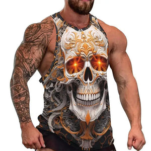 Débardeur crâne 3D oversize homme - vue 2