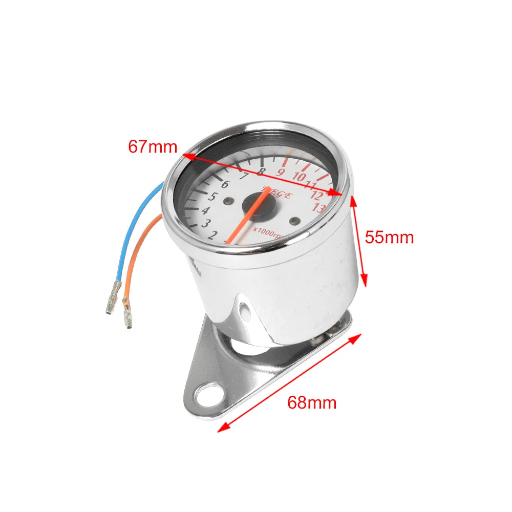 Compte-tours rétro universel LCD chromé 13000 tr/min pour Café Racer, Harley, Honda, Yamaha