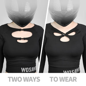 Veste moto crop top femme WOSAWE avec boucles métalliques - vue 2