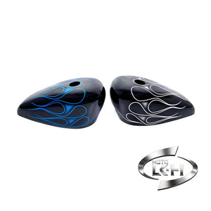 Coque de réservoir d'huile motif flammes pour moto Harley - vue 4