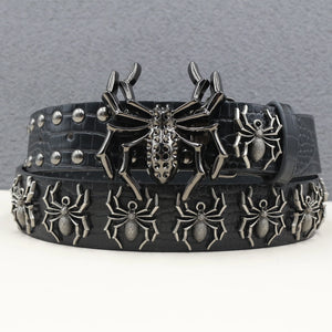 Ceinture en similicuir noir avec rivets métalliques et boucle punk - vue 9