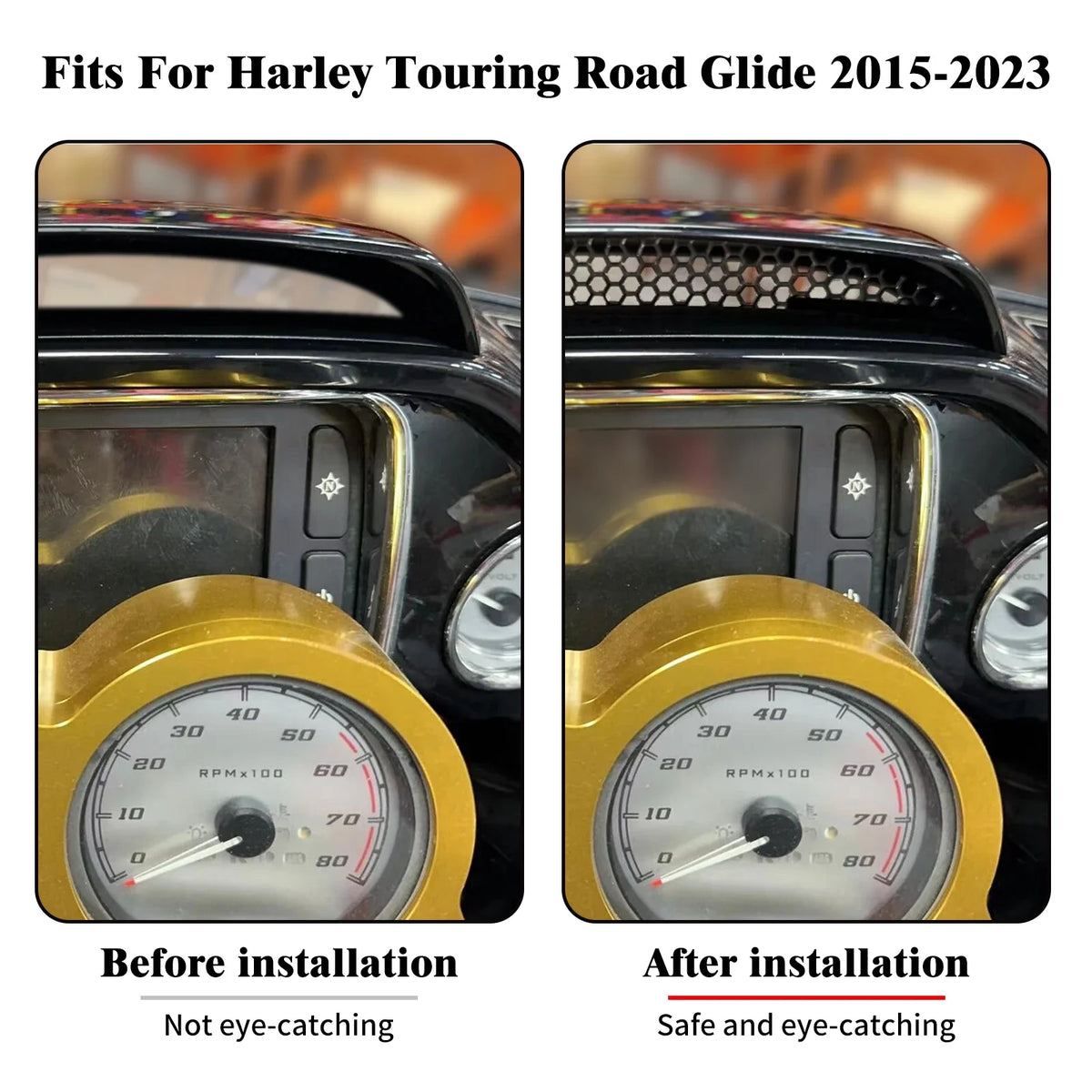 Grille de ventilation noire pour carénage de moto Harley-Davidson Road Glide - vue 2