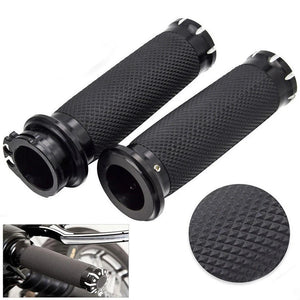 Poignées de guidon caoutchouc et aluminium pour Harley Sportster Dyna Softail - vue 1