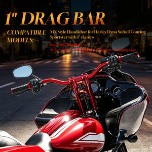 Guidon Drag Bar style MX 1 pouce - Harley-Davidson Dyna, Softail, Touring – photo 2/10