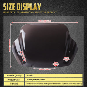 Pare-Brise Fairing 14" Fumé/Transparent - Harley-Davidson Touring Street Glide 2023-Up & Ultra 2025-Up – photo 6/8