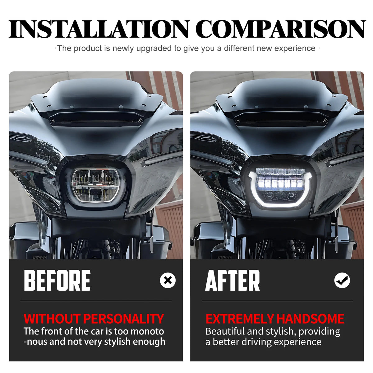Phare LED avant noir sur Harley Street Glide CVO - vue 2
