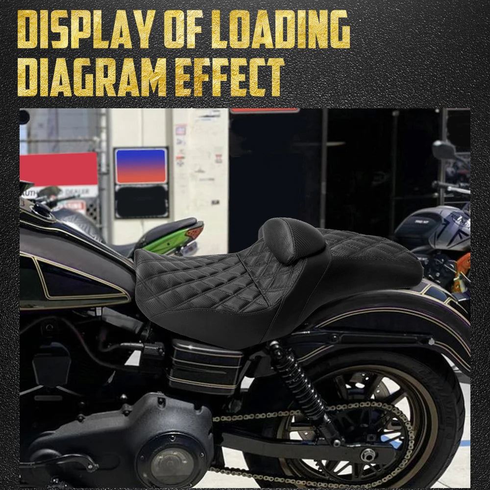 Selle biplace avec dossier MACTIONS pour Harley-Davidson Dyna Low Rider / Fat Bob / Wide Glide (2006-2017)