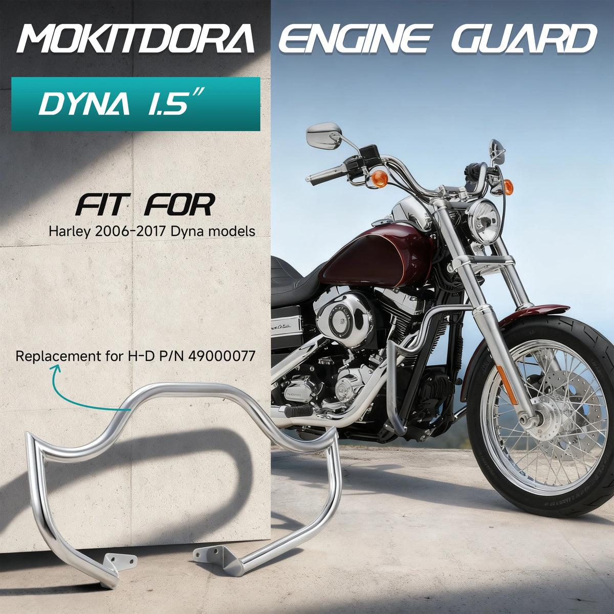 Barre de Protection Moteur 1.5" (Fat Engine Guard) - Harley-Davidson Dyna 2006-2017 – photo 2/7