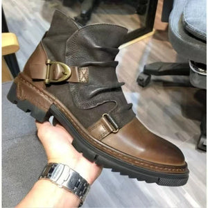 Bottes cuir motard bout rond - vue 2