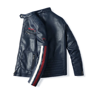Blouson moto racing homme brodé avec doublure coton, vue de face - vue 6