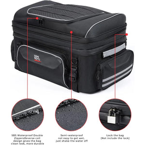 Sac de coffre arrière noir sur porte-bagages de Harley Touring - vue 6