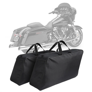 Doublure souple noire insérée dans une sacoche rigide de moto Harley Touring - vue 1