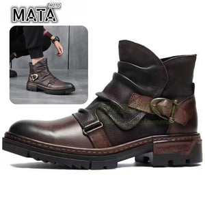 Bottes cuir motard bout rond - vue 5