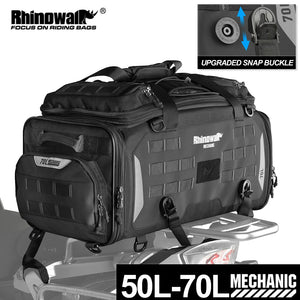 Sac de selle arrière moto Rhinowalk noir grande capacité avec sangles MOLLE - vue 1