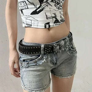 Ceinture punk boucle main de squelette et rivets - vue 3