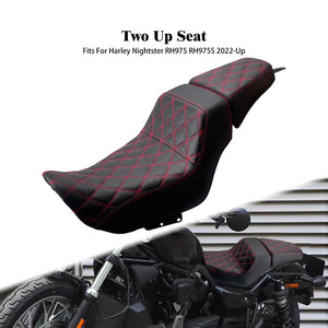 Selle biplace en cuir pour moto Harley-Davidson Nightster - vue 10