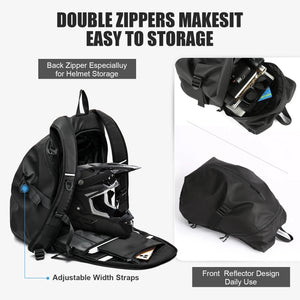 Sac à dos moto noir 40L avec bandes réfléchissantes - vue 5