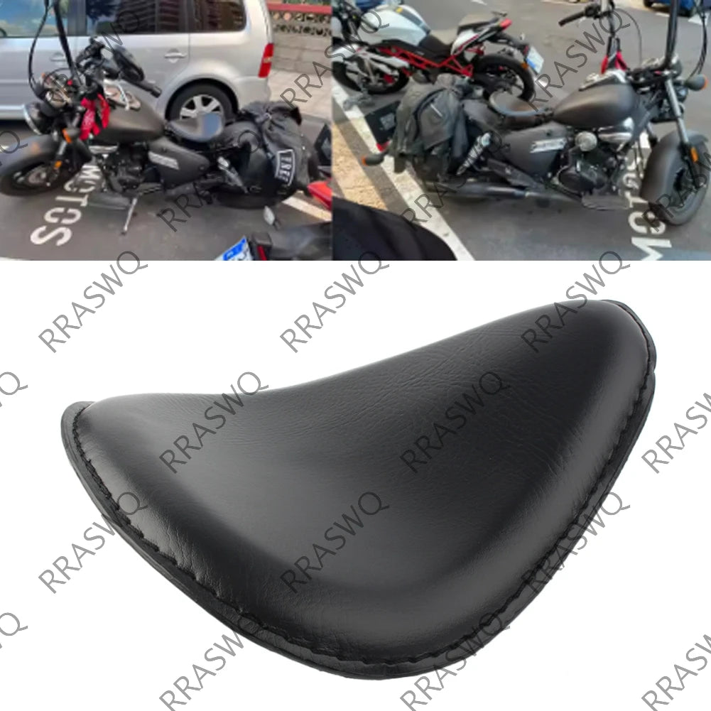 Selle solo cuir PU noire pour moto custom - Sportster, Bobber, Chopper