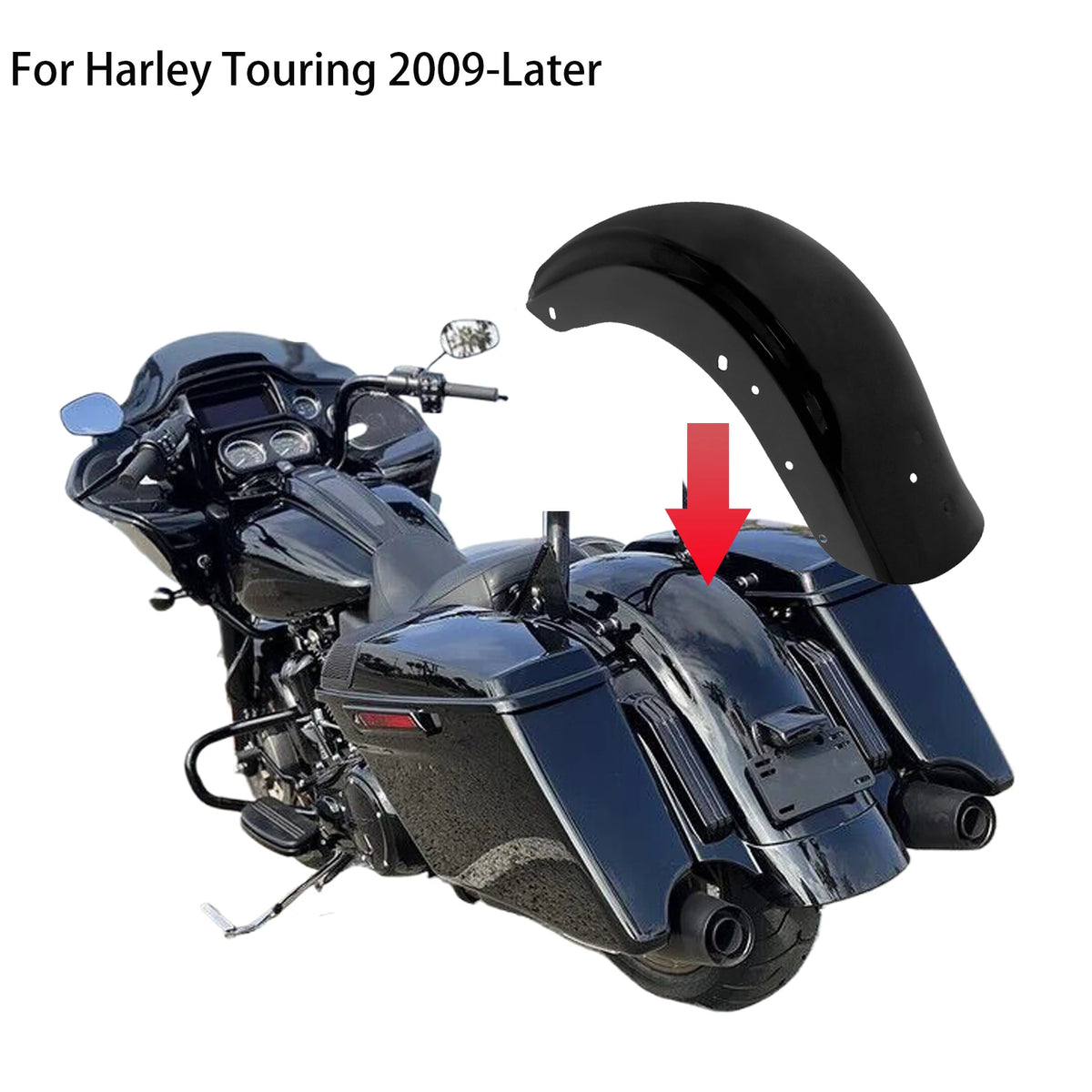 Garde-boue Arrière en Acier Noir - Harley-Davidson Touring Electra, Street Glide, Road King, FLTRX 2009 et plus – photo 2/6