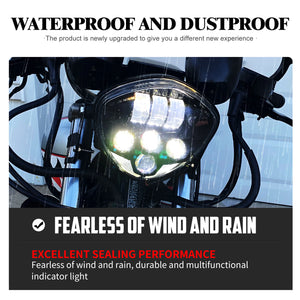 Phare LED rond noir pour moto, feux de croisement et route - vue 1