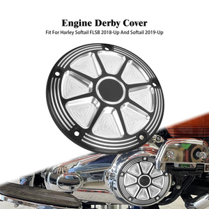 Cache moteur derby noir et chromé pour moto Harley-Davidson Softail - vue 8
