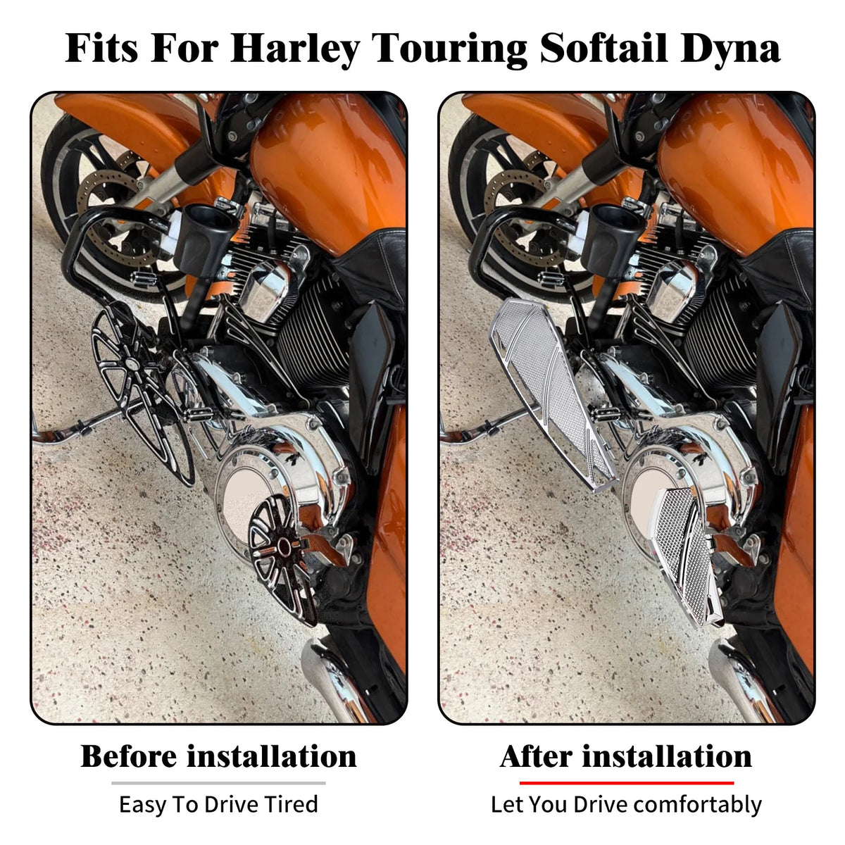 Planchers et repose-pieds en aluminium pour moto Harley-Davidson Touring - vue 2