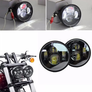 Double phare LED rond pour Harley-Davidson Dyna Fat Bob FXDF - vue 1