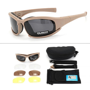 Lunettes Tactiques Polarisées 4 Verres Sport Plein Air