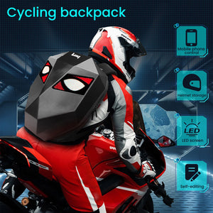 Sac à dos rouge à coque rigide avec écran LED - vue 3