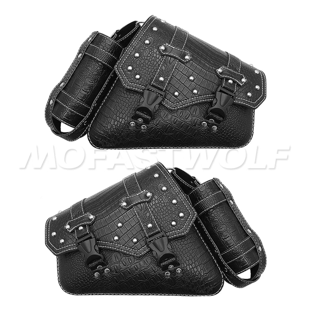 Sacoche de bras oscillant noire fixée sur le bras oscillant d'une Harley-Davidson - vue 2