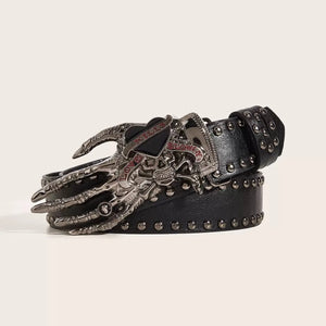 Ceinture punk boucle main de squelette et rivets - vue 7