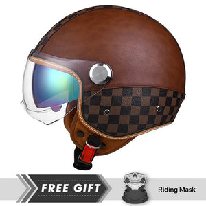 Casque moto jet 3/4 open face en cuir avec double visière - vue 13