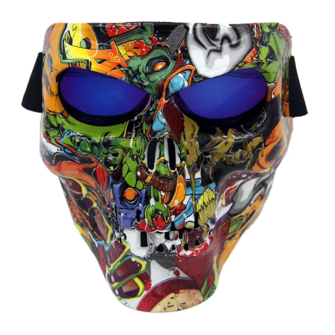 Masque tête de mort avec lunettes de protection intégrées pour moto - vue 2