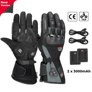 Gants moto chauffants noirs - vue sur main - vue 16