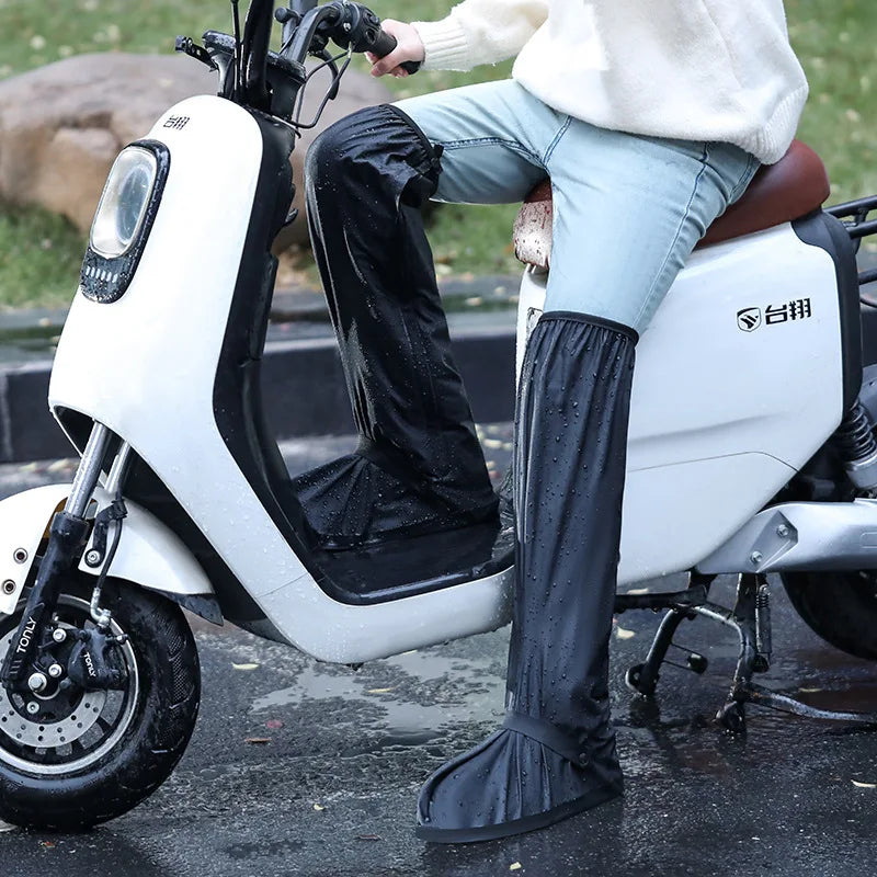 Couvre-bottes moto PU imperméables tige haute jusqu'au genou - vue 2