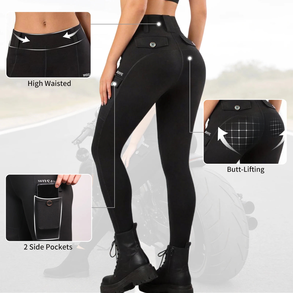 Pantalon moto femme WOSAWE stretch respirant - vue 2