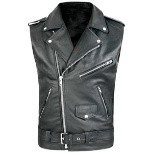 Gilet en simili cuir noir zippé, vue de face - vue 4