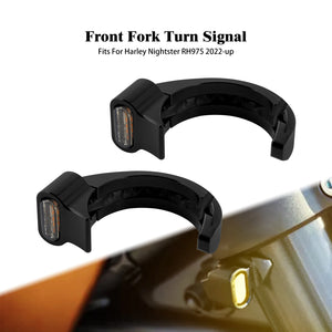 Clignotant LED noir monté sur fourche avant de Harley-Davidson Nightster - vue 1