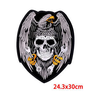 Écusson dorsal brodé biker punk crâne aigle - vue 7