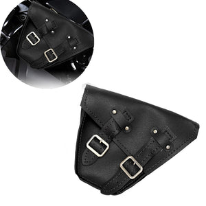 Sacoche latérale universelle en cuir noir et marron pour moto - vue 7