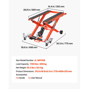 Cric hydraulique de moto SucceBuy 1100/1500 lbs, commande au pied, 4/6 roues – photo 8/8