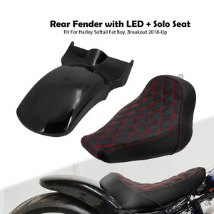 Kit garde-boue arrière raccourci et selle solo avec feux LED pour Harley Softail - vue 1
