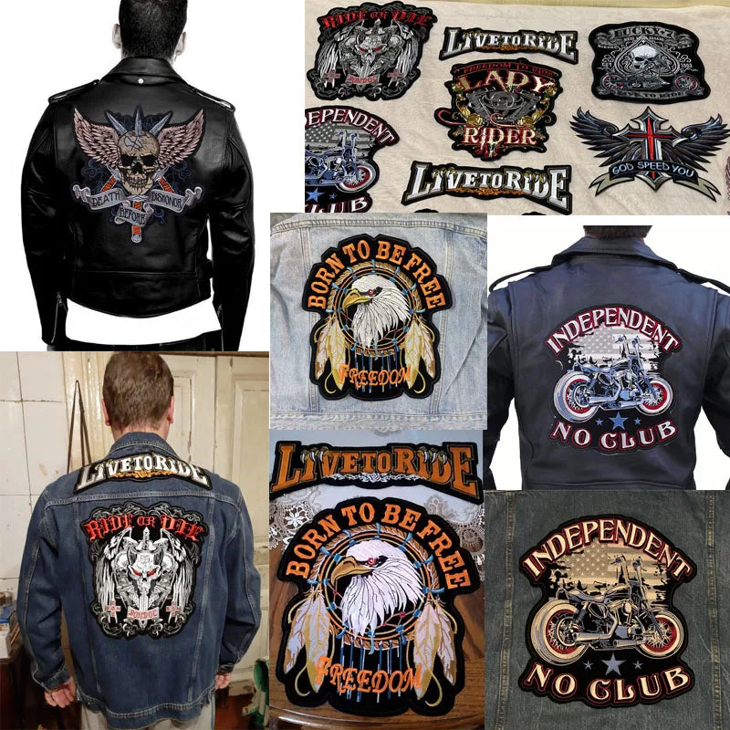 Écusson dorsal brodé biker punk crâne aigle - vue 2