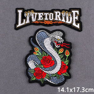 Écusson brodé Live To Ride motard punk à coudre ou repasser sur veste - vue 24