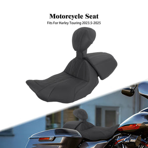 Selle biplace noire avec dossier pour Harley-Davidson Touring - vue 8