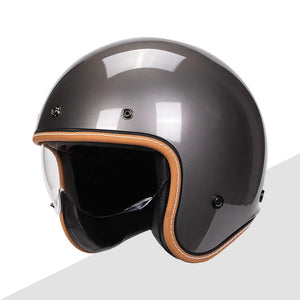 Casque moto jet rétro violet avec visière intégrée - vue 9