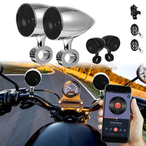 Haut-parleurs moto Bluetooth avec télécommande – 50 W, étanche IP65, montage guidon 26-33 mm - vue 1